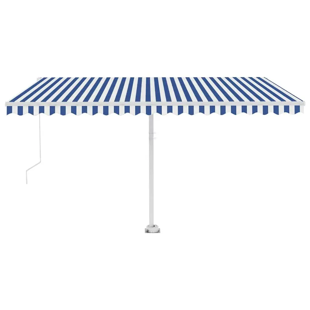 Freestanding Manual Retractable Awning 400x300cm Outdoor Patio Sun Shade Blue