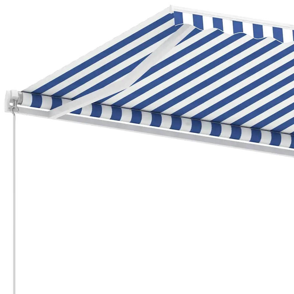 Freestanding Manual Retractable Awning 400x300cm Outdoor Patio Sun Shade Blue