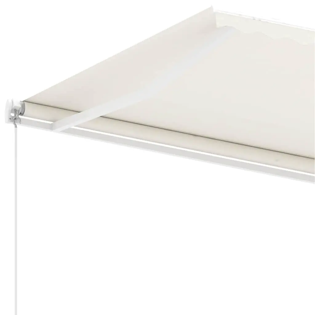 Freestanding Manual Retractable Awning 400x300 cm UV and Water-Resistant Cream High-Density Polyester with Rust-Resistant Aluminium Frame
