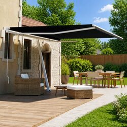 Freestanding Manual Retractable Awning 400x300 cm Outdoor Patio Sun Shade