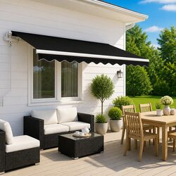 Manual Retractable Awning 3x2.5m Patio Garden Sun Shade Outdoor Canopy Posts