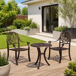 3 Piece Bistro Set Outdoor Garden Furniture Table Chairs Patio Seating Bronze