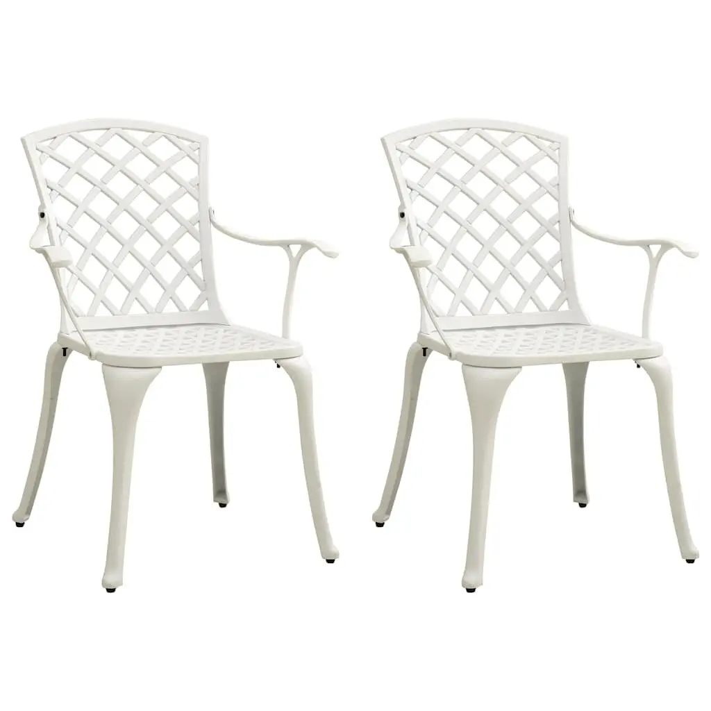 3 Piece Bistro Set Cast Aluminium White Outdoor Garden Furniture