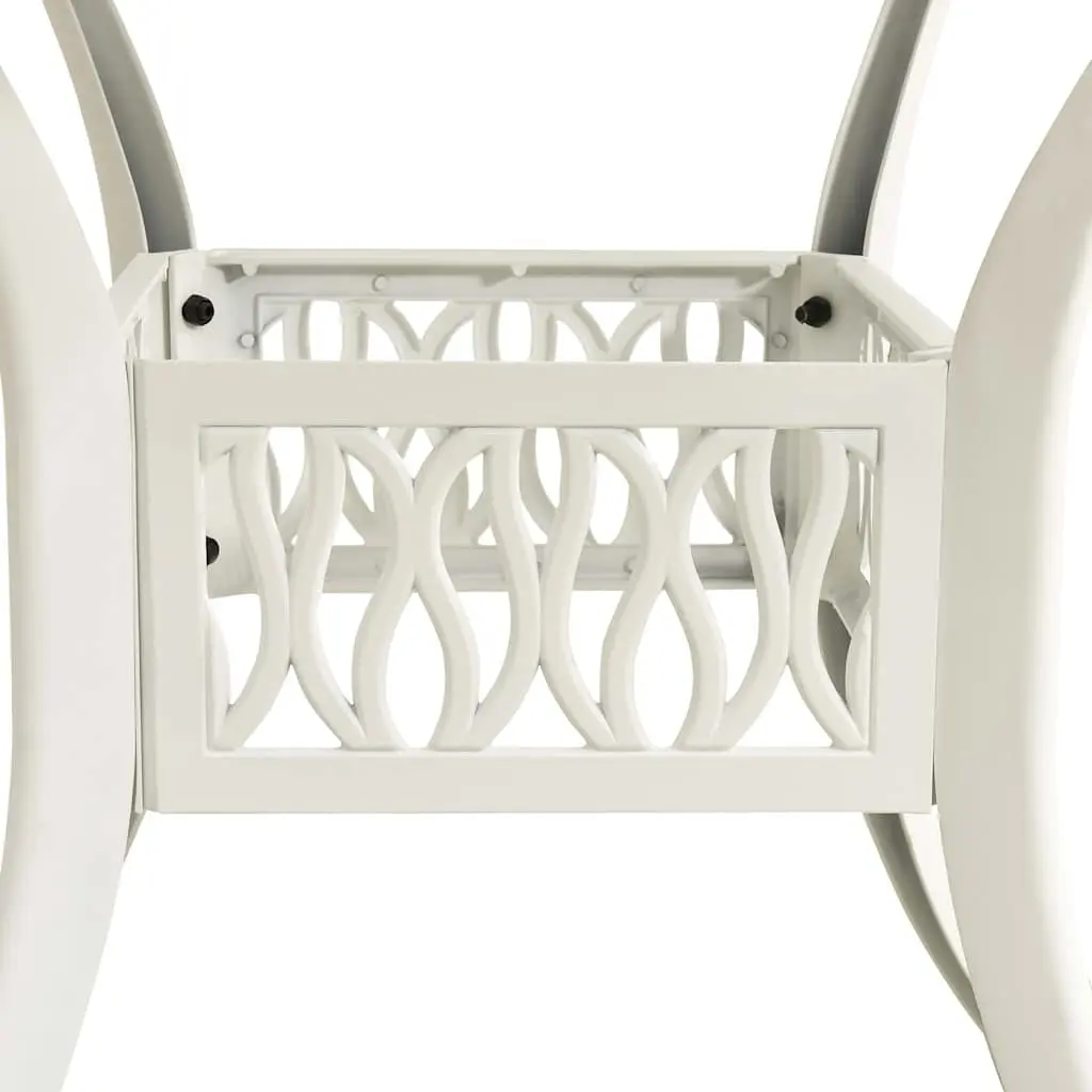 3 Piece Bistro Set Outdoor Furniture Cast Aluminium White Coffee Table Chairs