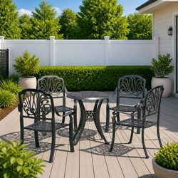 5 Piece Outdoor Bistro Set Cast Aluminium Table Chairs Garden Patio Furniture