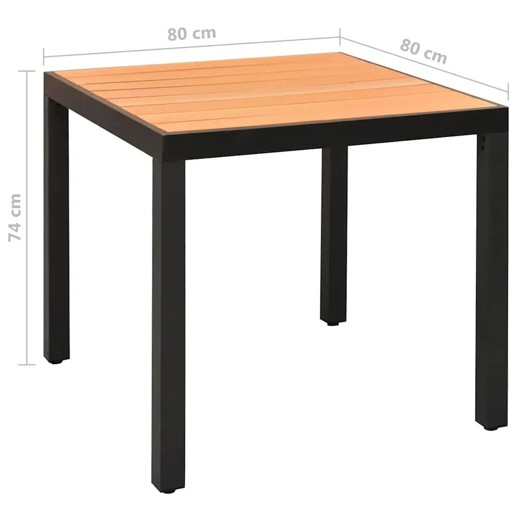 5 Piece Outdoor Garden Dining Set Folding Chairs Adjustable Black Aluminium Frame WPC Table