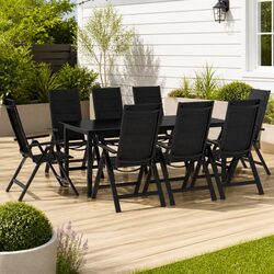 9 Piece Garden Dining Set Anthracite Outdoor Furniture Patio Table Chairs