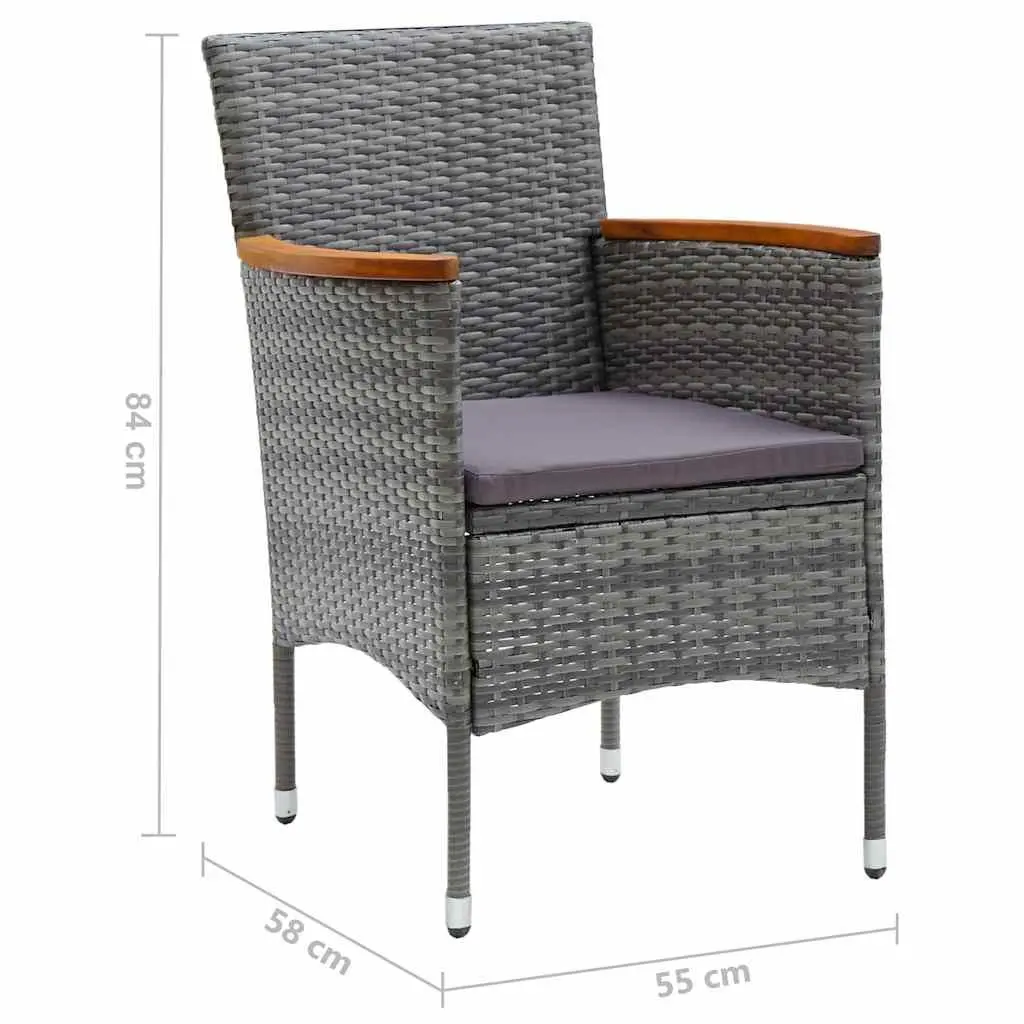7 Piece Outdoor Dining Set Garden Furniture Poly Rattan Chairs Table Grey