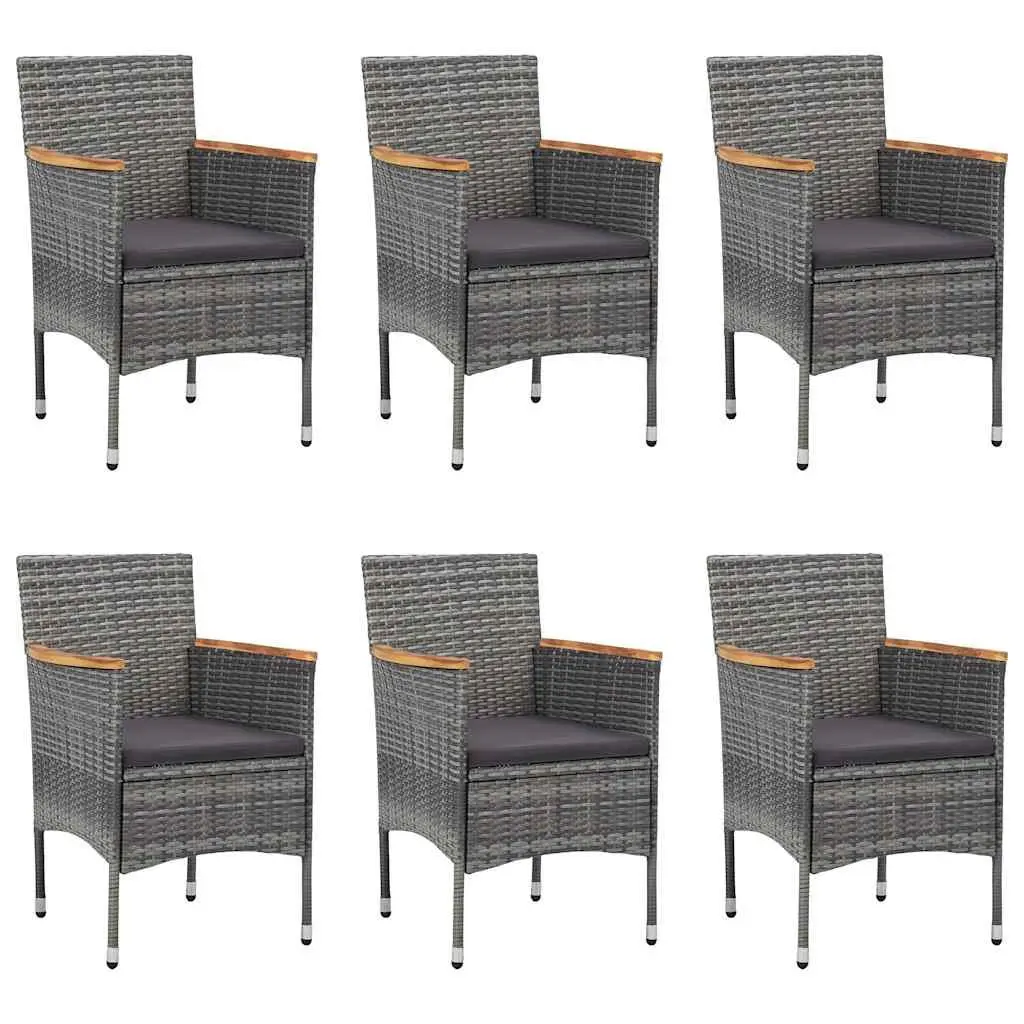 7 Piece Outdoor Dining Set Garden Furniture Poly Rattan Chairs Table Grey