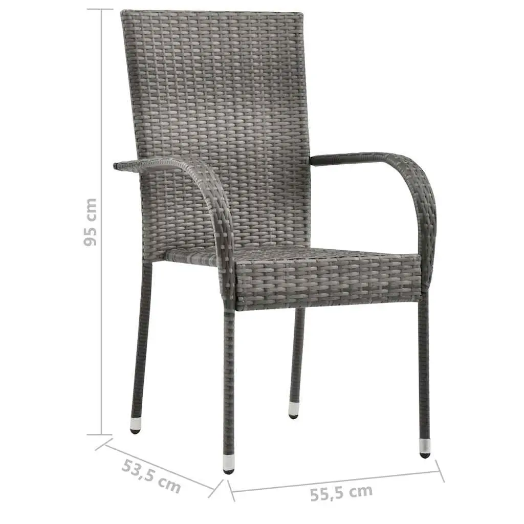 7 Piece Garden Dining Set Outdoor Table Chairs Poly Rattan Grey Patio Furniture