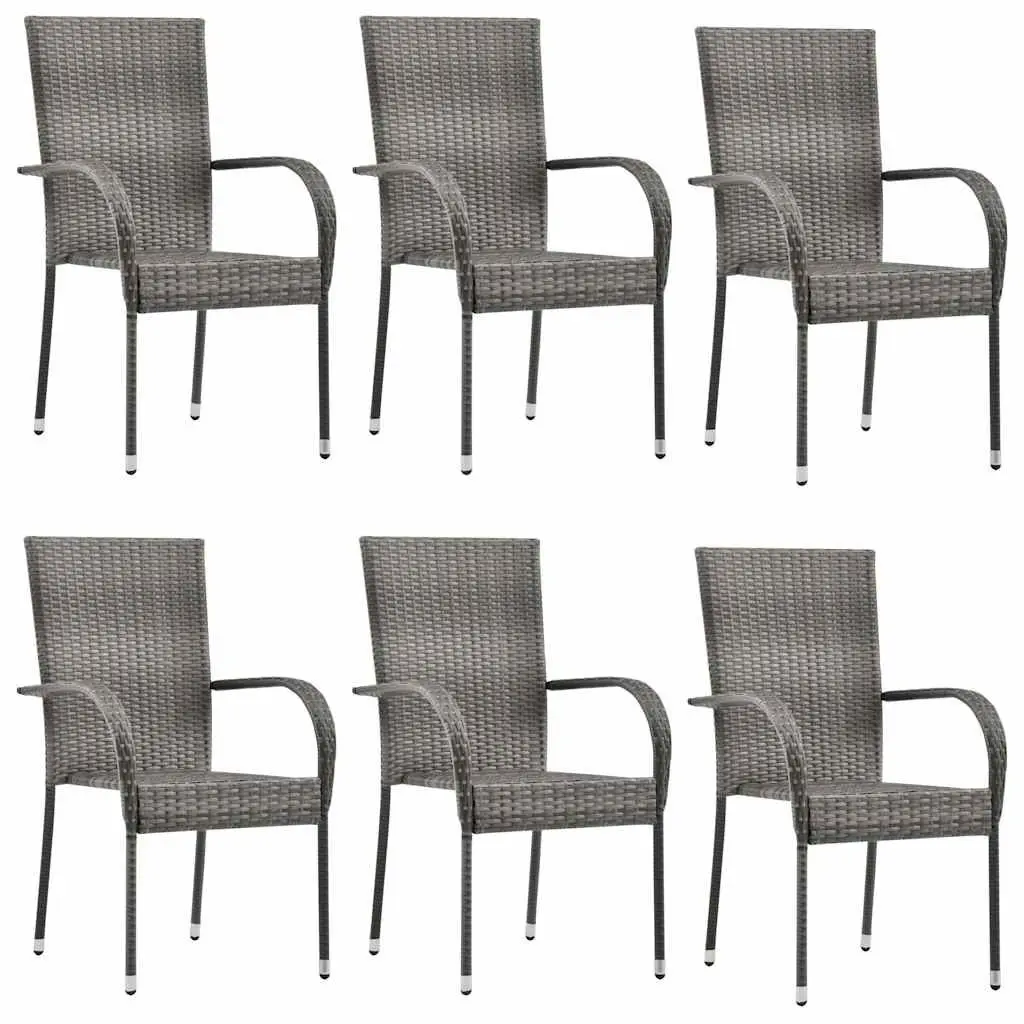 7 Piece Garden Dining Set Outdoor Table Chairs Poly Rattan Grey Patio Furniture