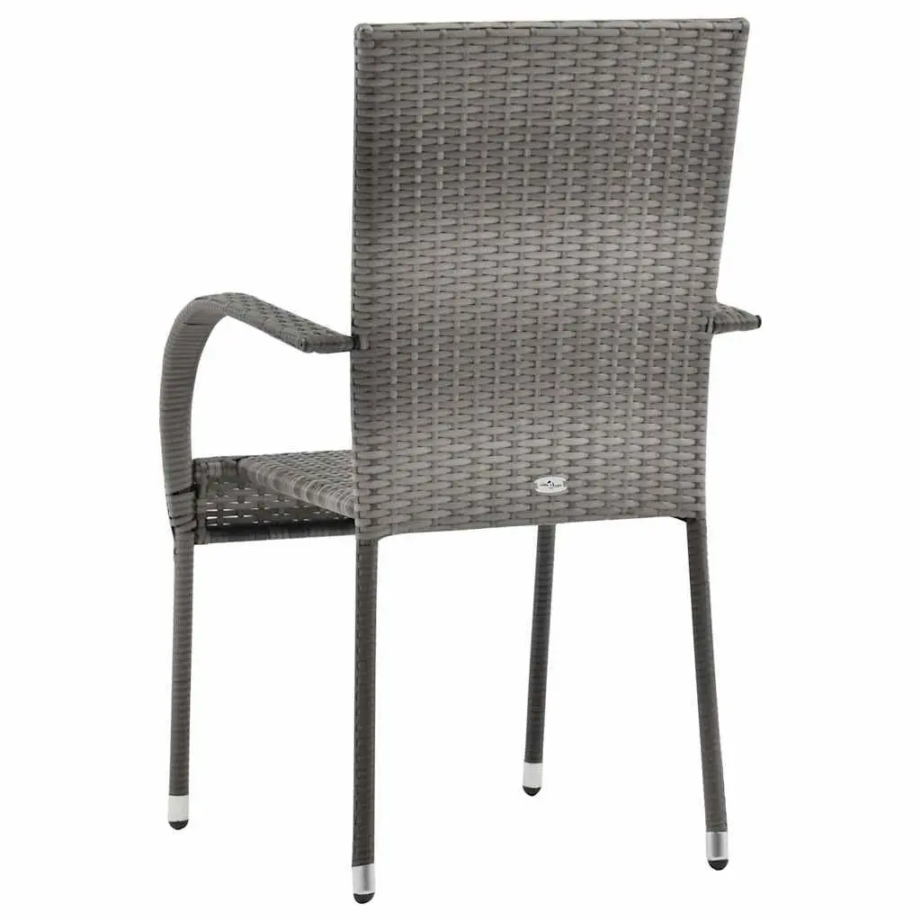 7 Piece Garden Dining Set Outdoor Table Chairs Poly Rattan Grey Patio Furniture