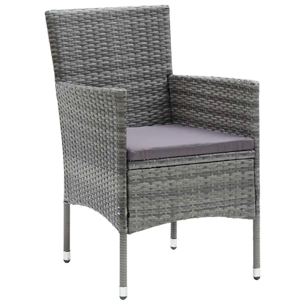 Garden Dining Set 5 Piece Outdoor Furniture Grey Acacia Wood Rattan Chairs Table