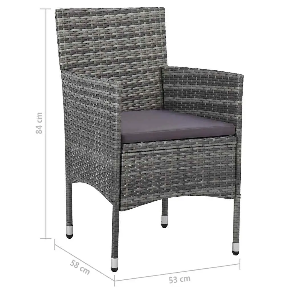 Garden Dining Set 5 Piece Outdoor Furniture Grey Acacia Wood Rattan Chairs Table