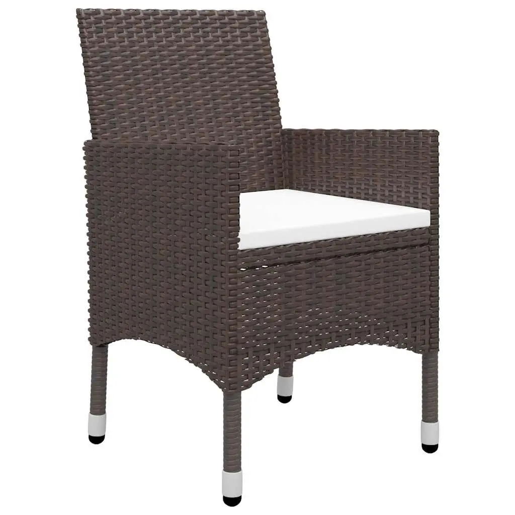 5 Piece Garden Dining Set Brown Acacia Wood Table Rattan Chairs Outdoor