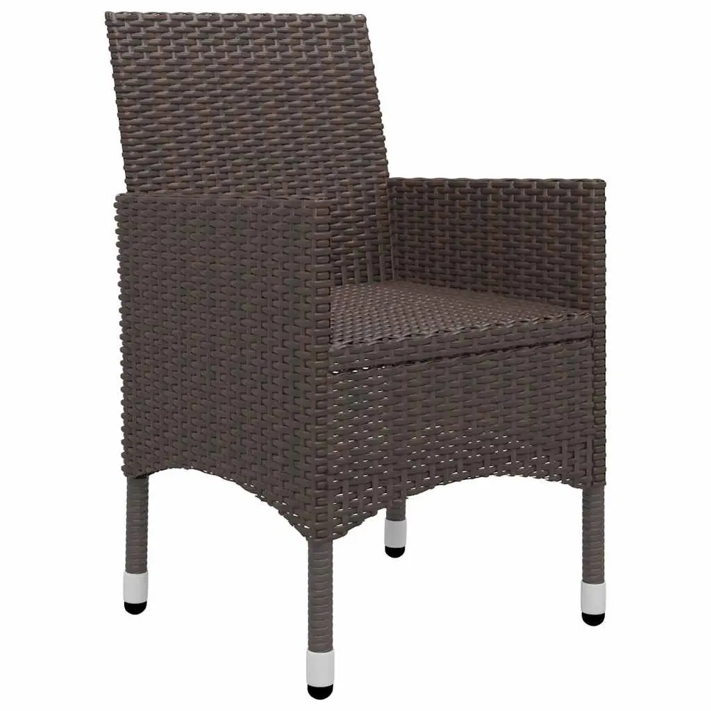 5 Piece Garden Dining Set Brown Acacia Wood Table Rattan Chairs Outdoor