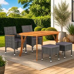 Garden Dining Set 5 Piece Outdoor Table Chairs Grey Patio Furniture