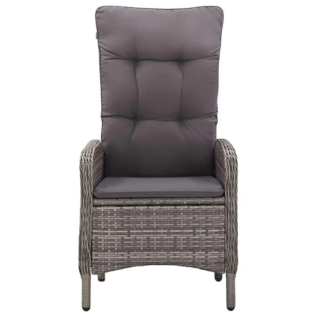 5 Piece Garden Dining Set Outdoor Table Chairs Grey Rattan Steel Frame Acacia