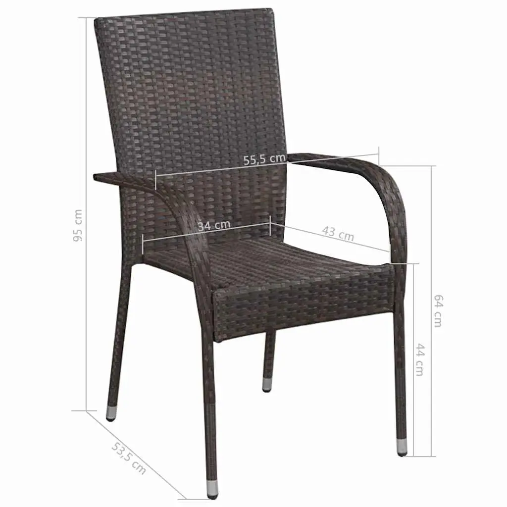 5 Piece Garden Dining Set Outdoor Table Acacia Wood Brown Rattan Chairs