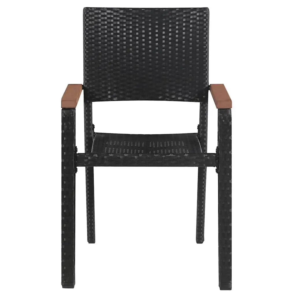 7 Piece Garden Dining Set Outdoor Table Chairs Black Acacia Wood PE Rattan