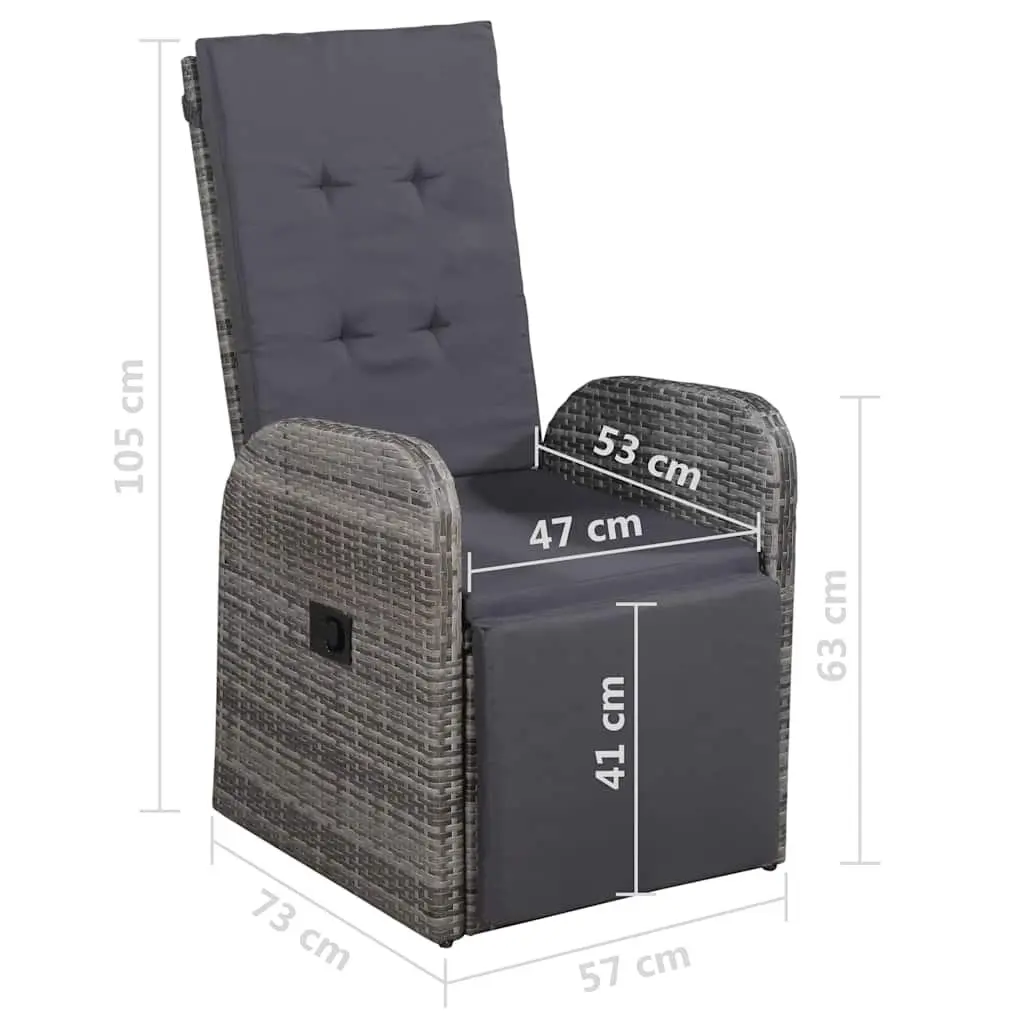 Garden Dining Set 5 Piece Outdoor Table and Chairs Grey Rattan Steel Frame