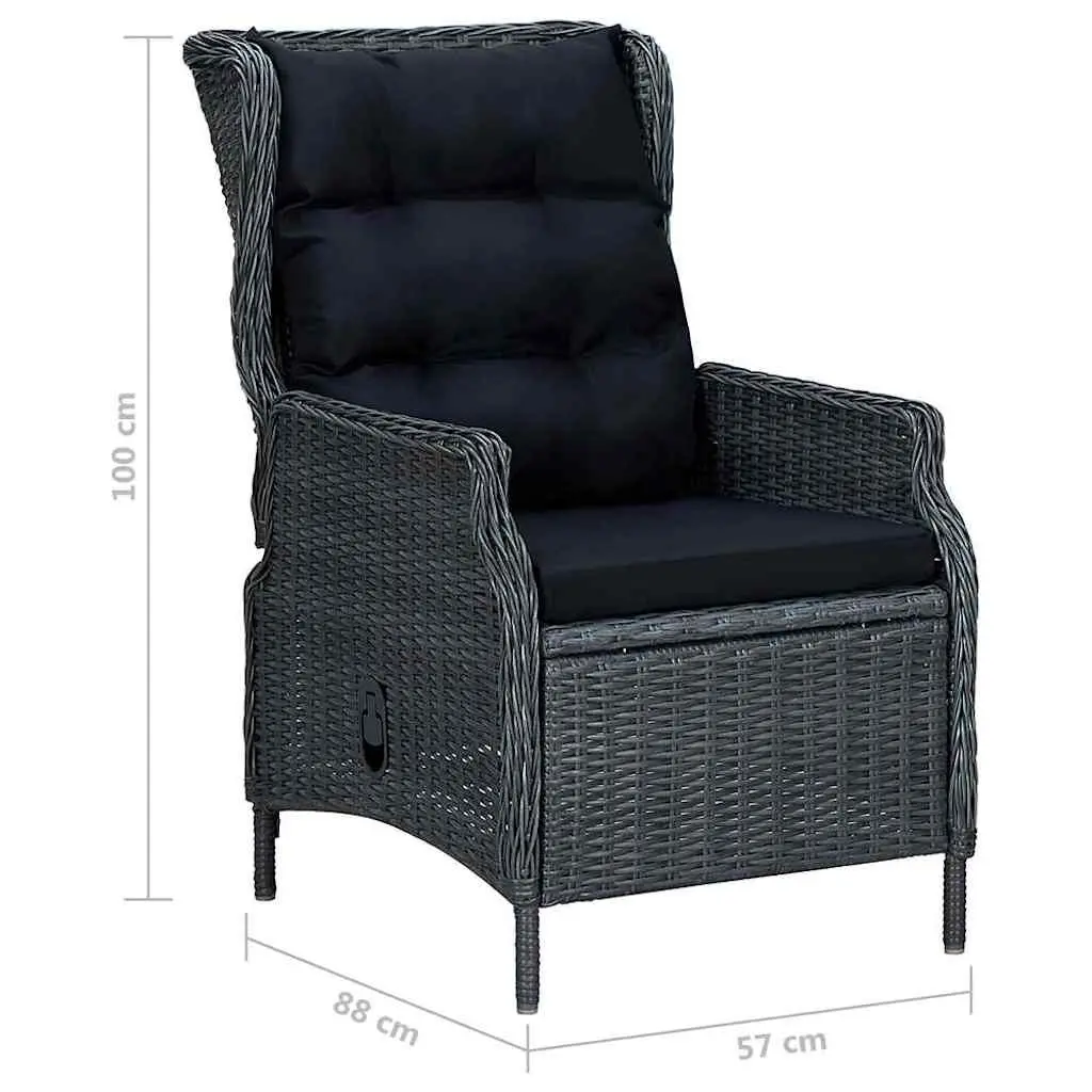 Garden Dining Set 5 Piece Outdoor Table Steel Frame Rattan Grey with Padded Cushions