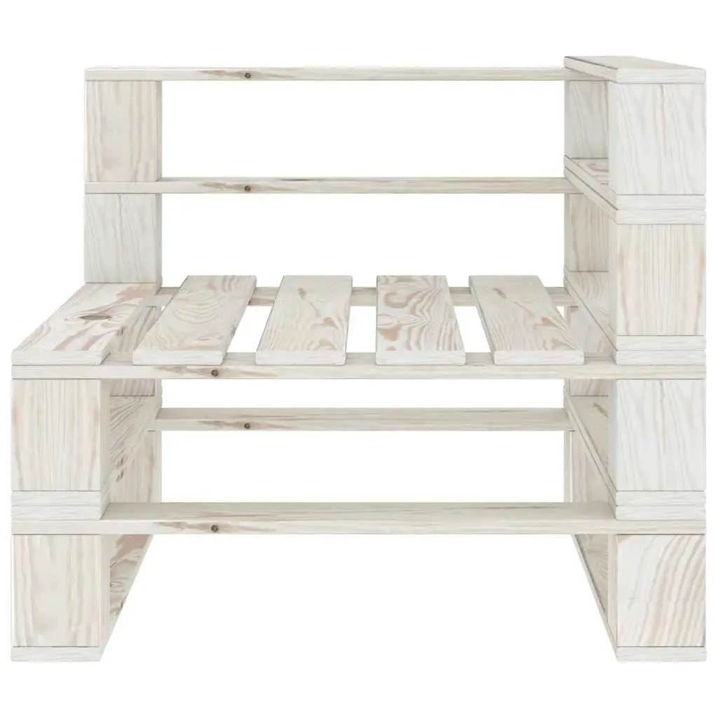 7 Piece Garden Lounge Set White Pinewood Outdoor Furniture Sofa Coffee Table