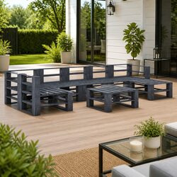 Garden Pallet Lounge Set 8 Piece Outdoor Furniture Grey Wooden Patio Sofa