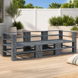 Garden Pallet Sofa 3-Seater Outdoor Wood Lounge Seat Patio Furniture Relaxation