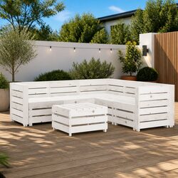 Garden Lounge Set 6 Piece Pallet Furniture White Outdoor Patio Sofa Coffee Table