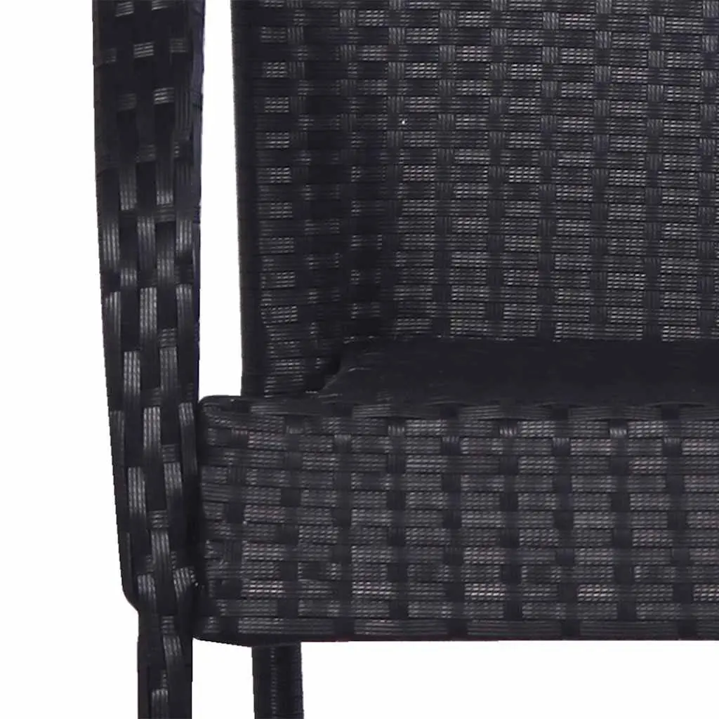 Outdoor Dining Set 7 Piece Garden Furniture Black Poly Rattan Chairs Table