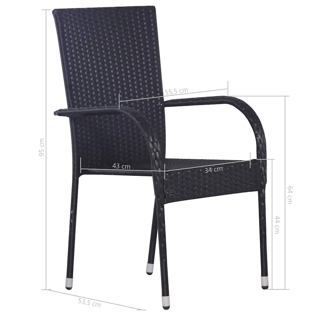 Outdoor Dining Set 7 Piece Garden Furniture Black Poly Rattan Chairs Table