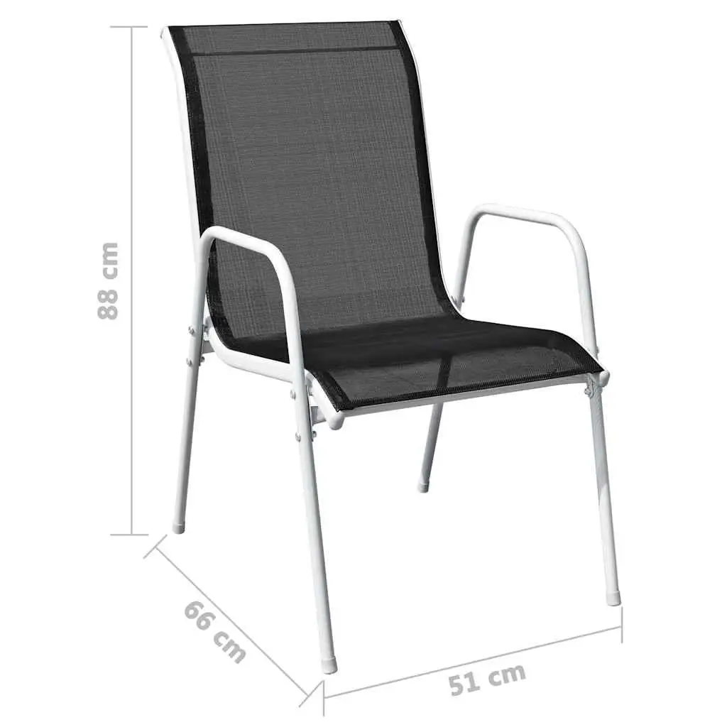 5 Piece Outdoor Dining Set Steel Frame Black Chairs Table Patio Furniture
