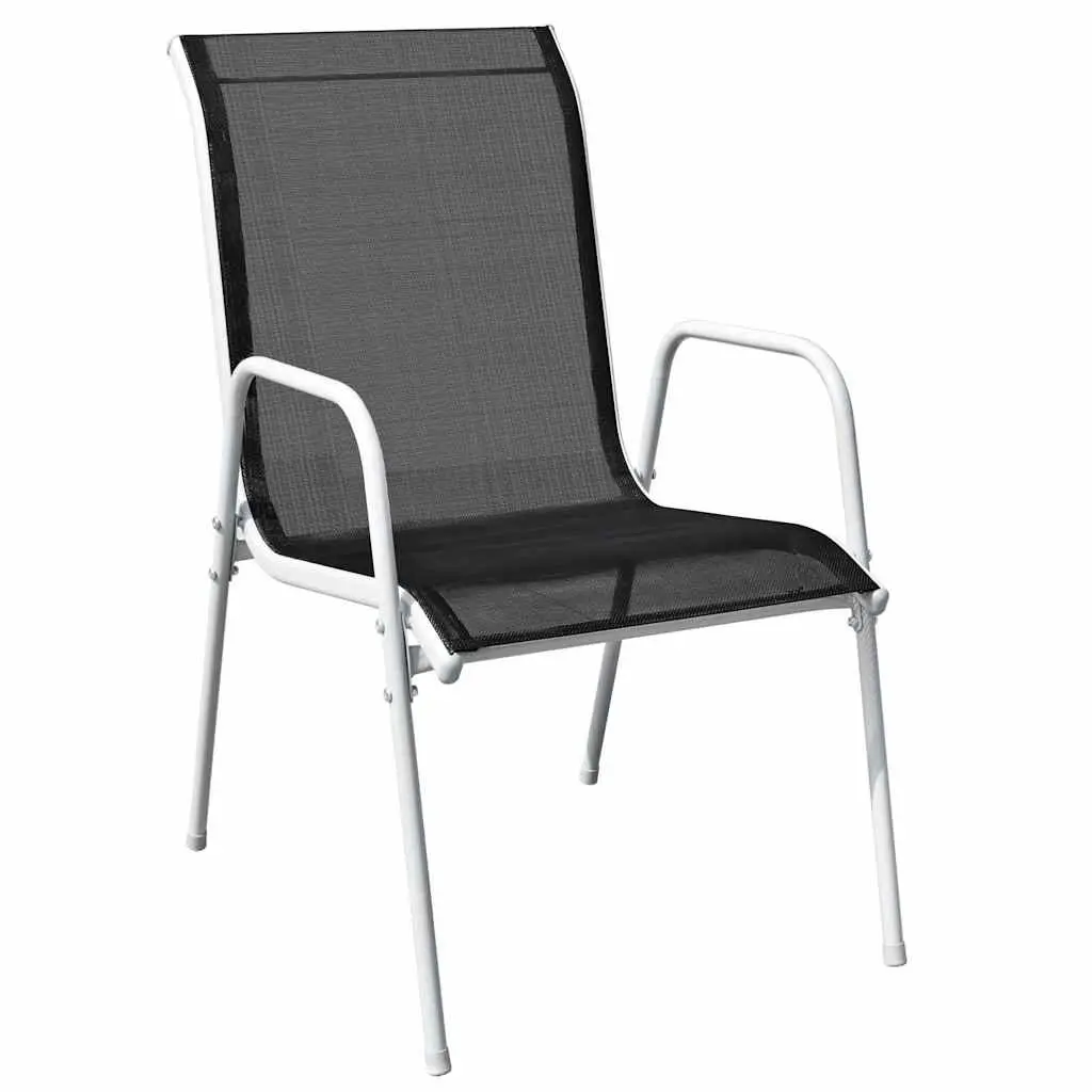 5 Piece Outdoor Dining Set Steel Frame Black Chairs Table Patio Furniture