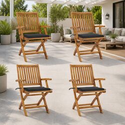 Folding Garden Chairs with Cushions 4 pcs Outdoor Seating Teak Wood Anthracite