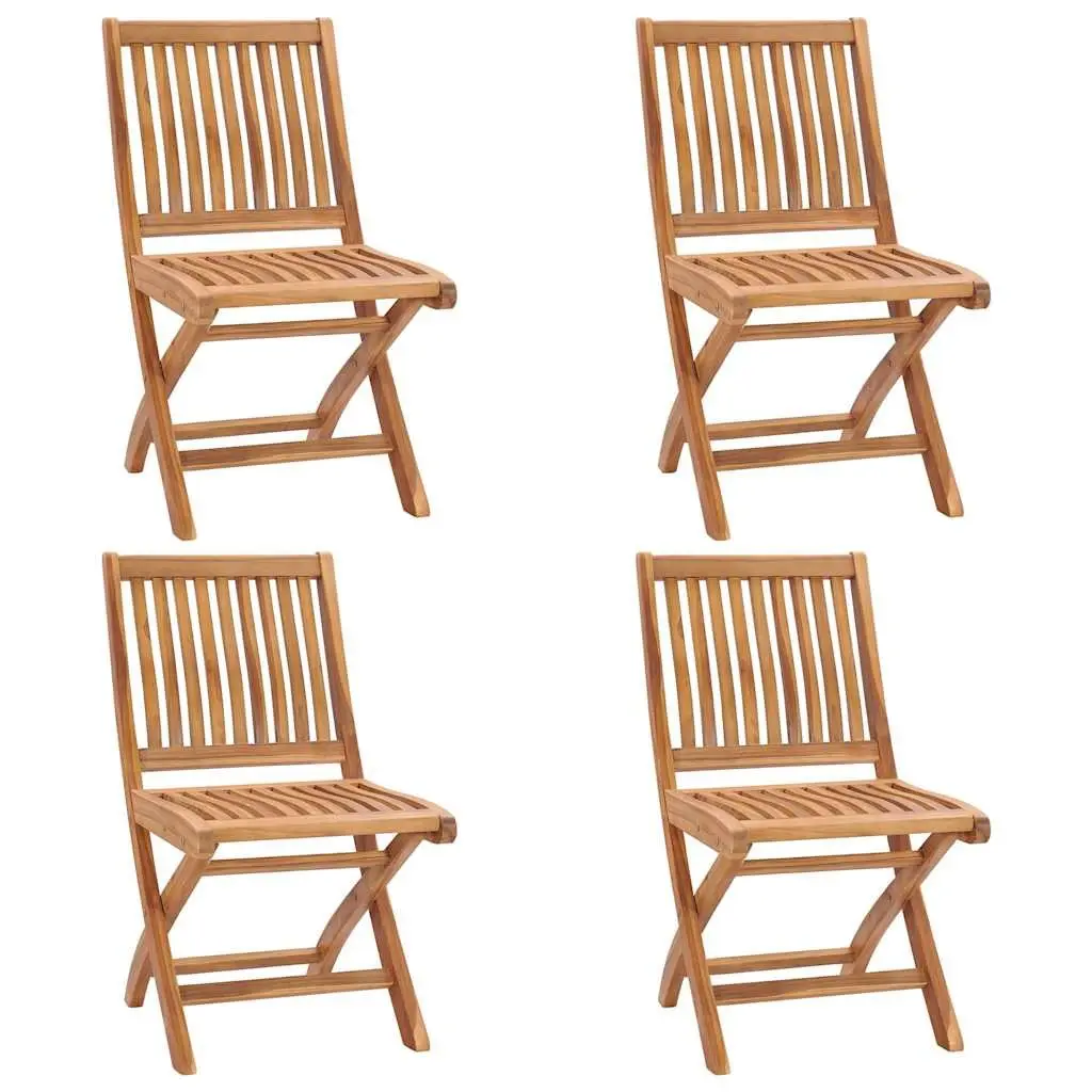 Folding Garden Chairs with Cushions Teak Wood Outdoor Seating Set 4 pcs Anthracite