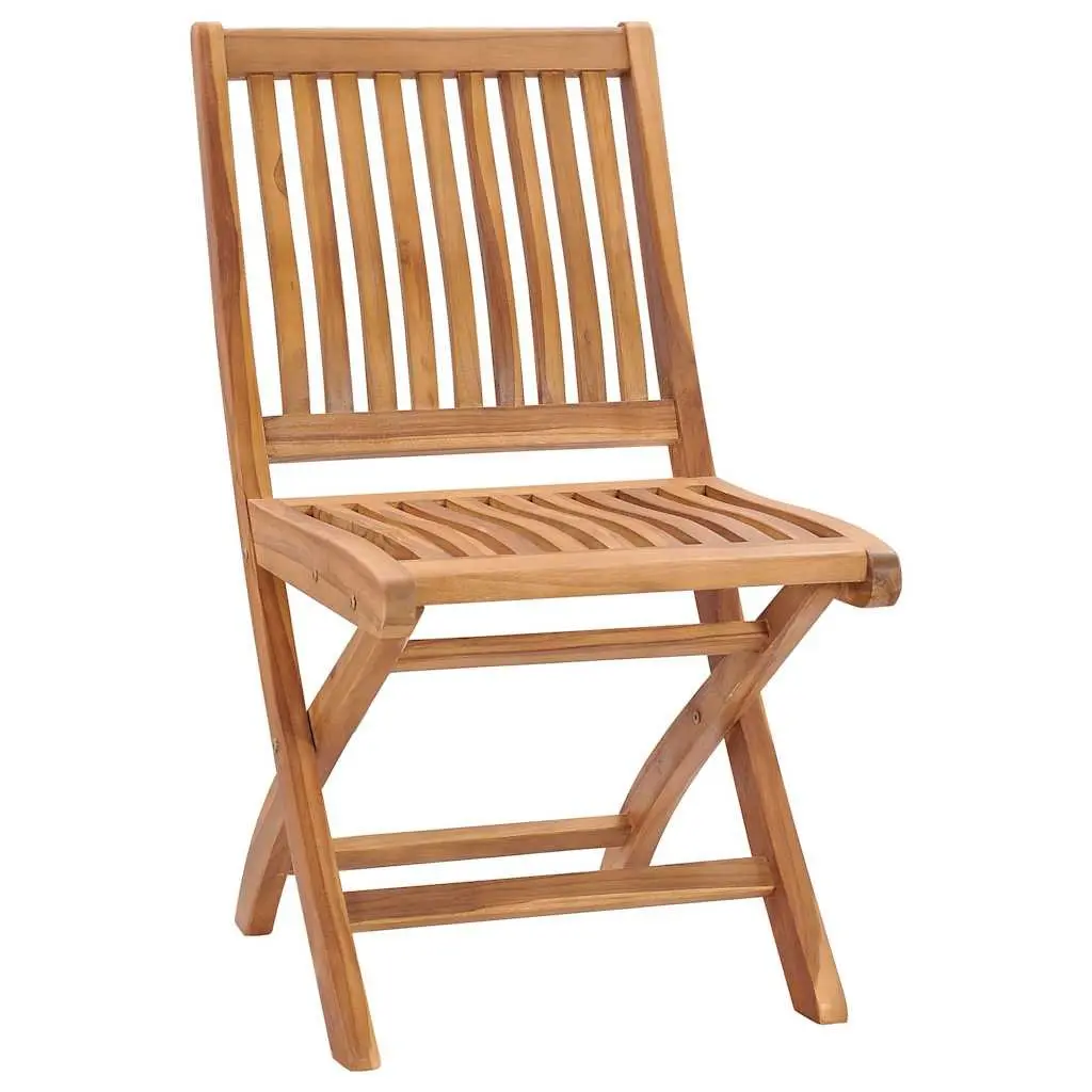 Folding Outdoor Garden Chairs Set 4 Pieces with Cushions Teak Wood Seating