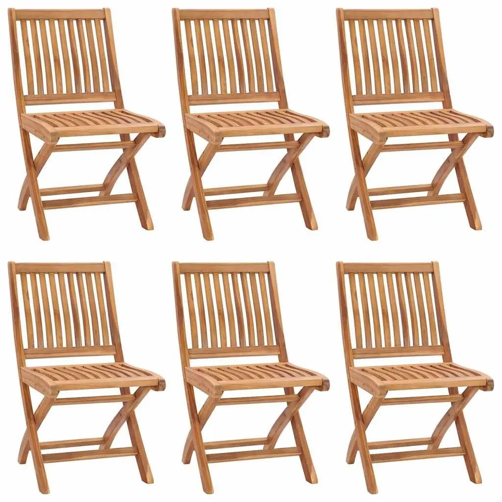 Outdoor Folding Garden Chairs Set 6 Pcs with Cushions Teak Wood Grey