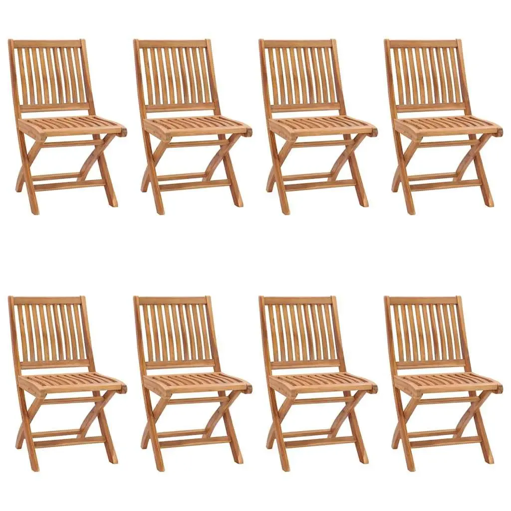Folding Garden Chairs with Cushions 8 pcs Teak Wood Outdoor Seating Anthracite