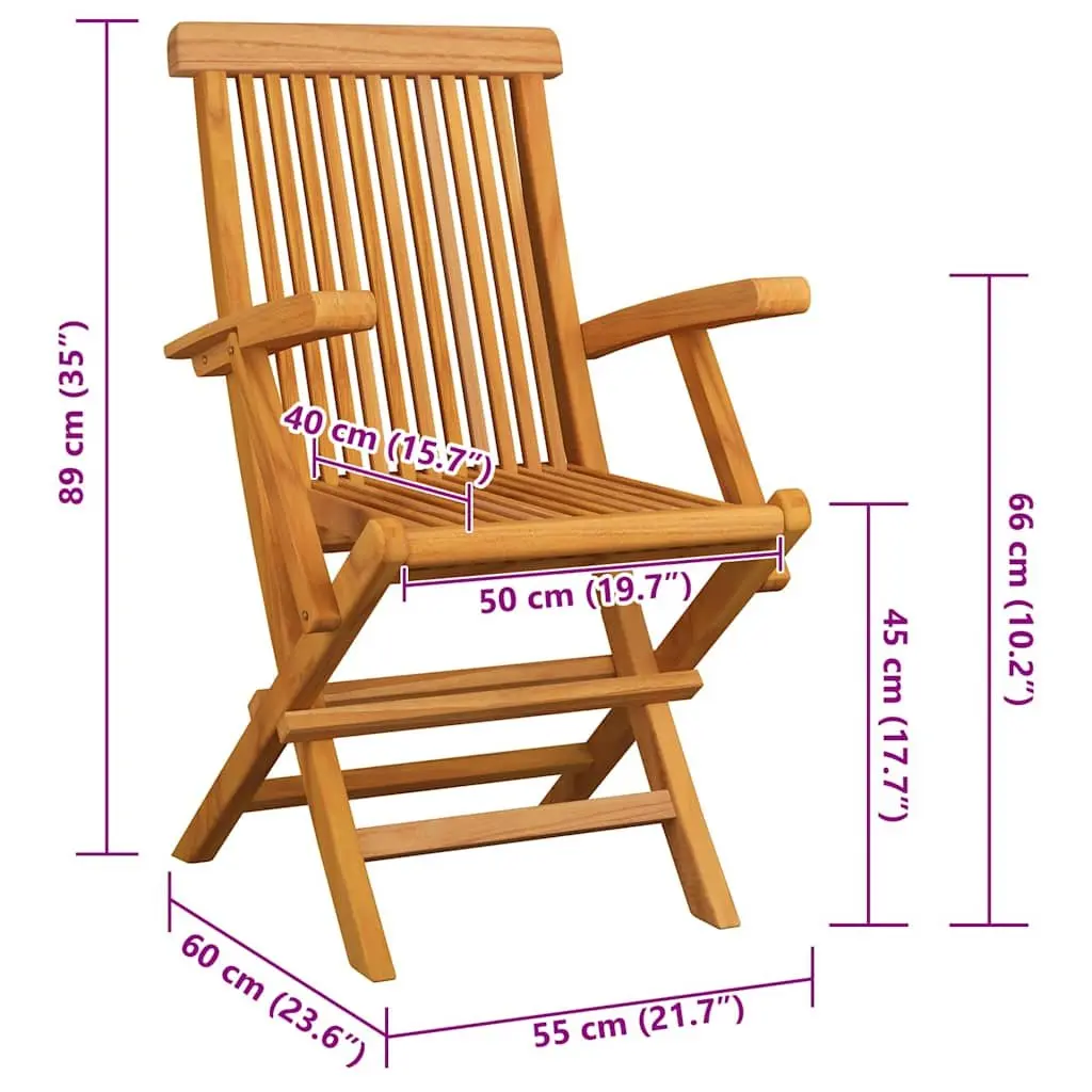 Outdoor Chairs Garden Seating Set 8 Pcs Teak Wood Folding with Cushions