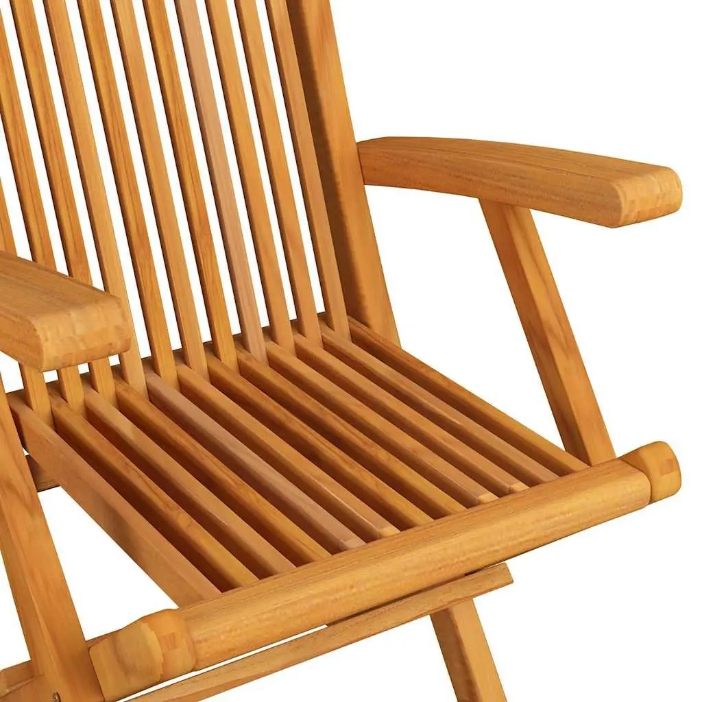 Outdoor Chairs Garden Seating Set 8 Pcs Teak Wood Folding with Cushions
