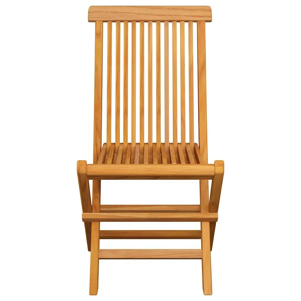 Folding Garden Chairs Set 8 Piece Teak Wood Brown Outdoor Patio Seating