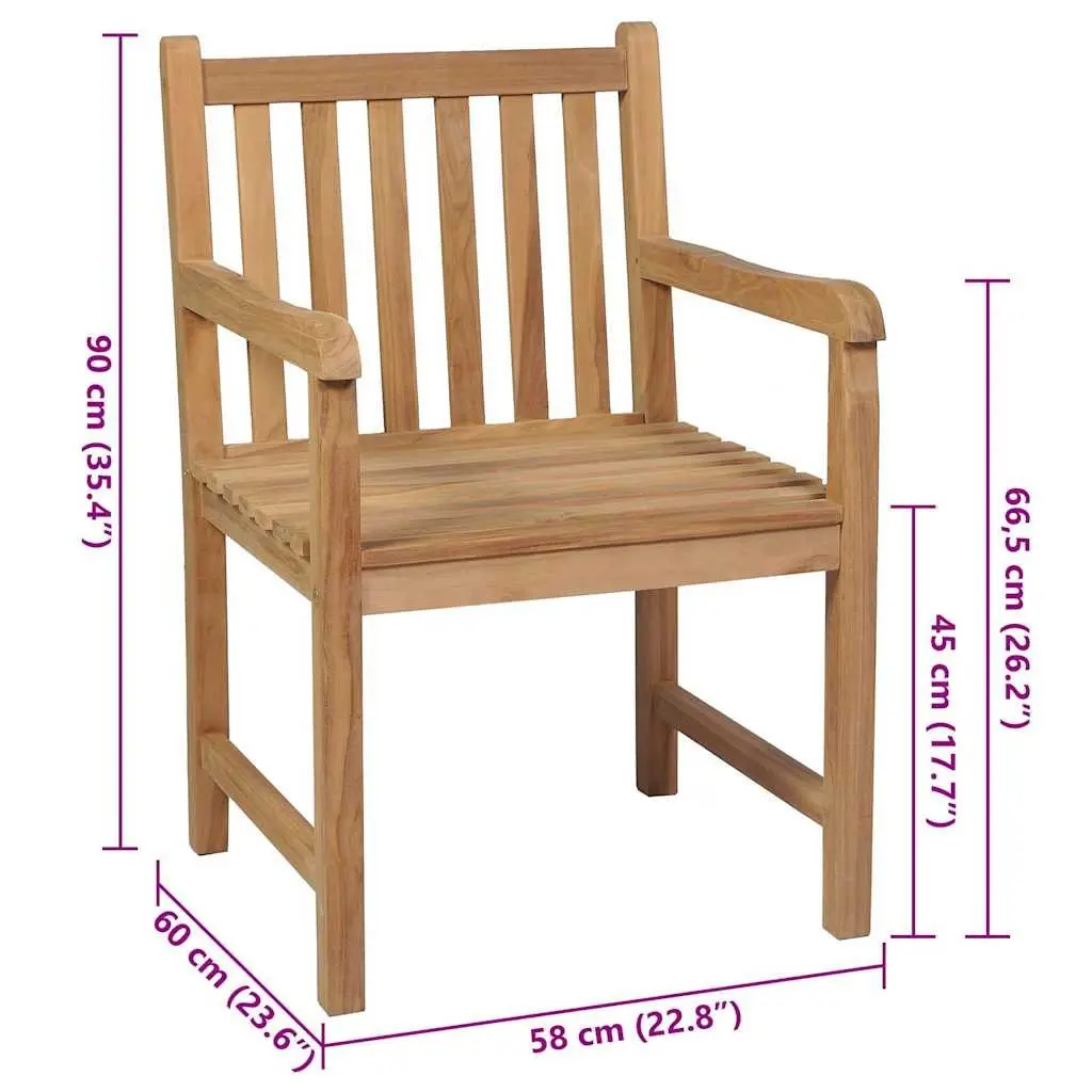 Outdoor Chairs Set 6 pcs with Anthracite Cushions Teak Wood Garden Seating