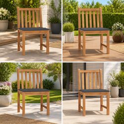 Outdoor Garden Chairs Set 4 pcs with Cushions Teak Wood Patio Seating