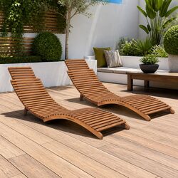 Folding Sun Lounger Solid Teak Wood Outdoor Garden Patio Lounge Chair Adjustable