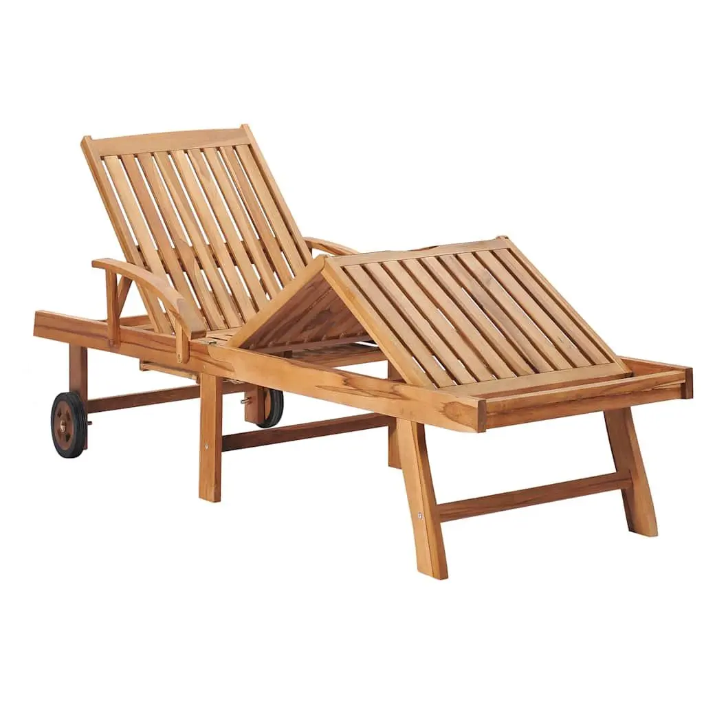 Sun Lounger Set Adjustable Backrest 2 pcs Teak Hardwood Grey