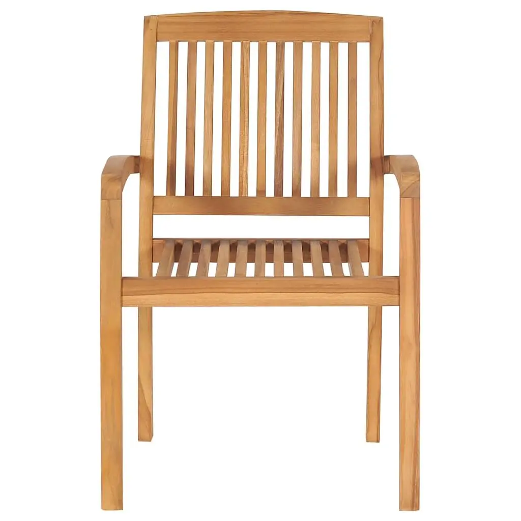 Outdoor Stacking Garden Chairs 8 Pcs Teak Wood Dining Set Brown Patio Furniture