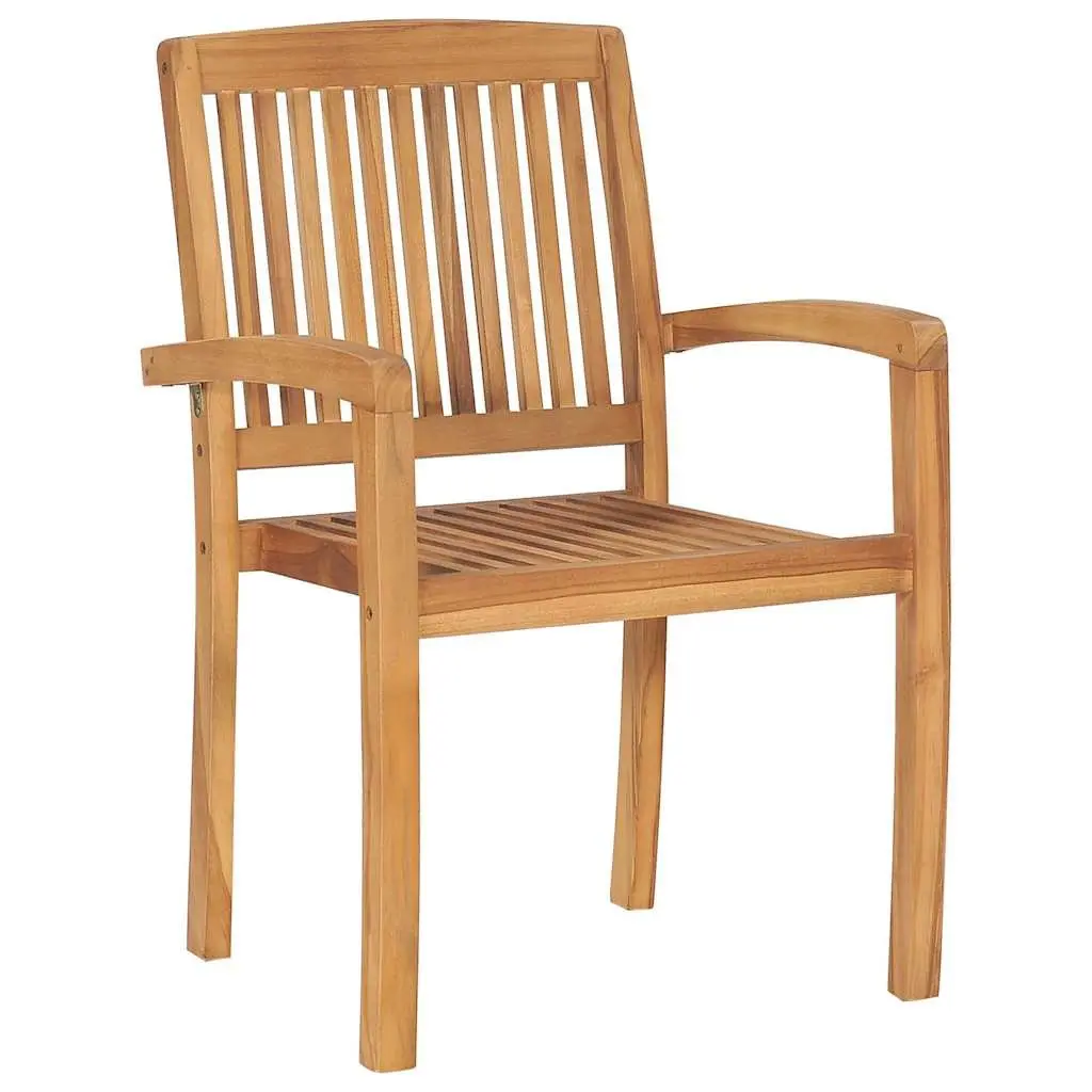 Outdoor Stacking Garden Chairs Set 8 Piece Teak Wood with Cushions Anthracite