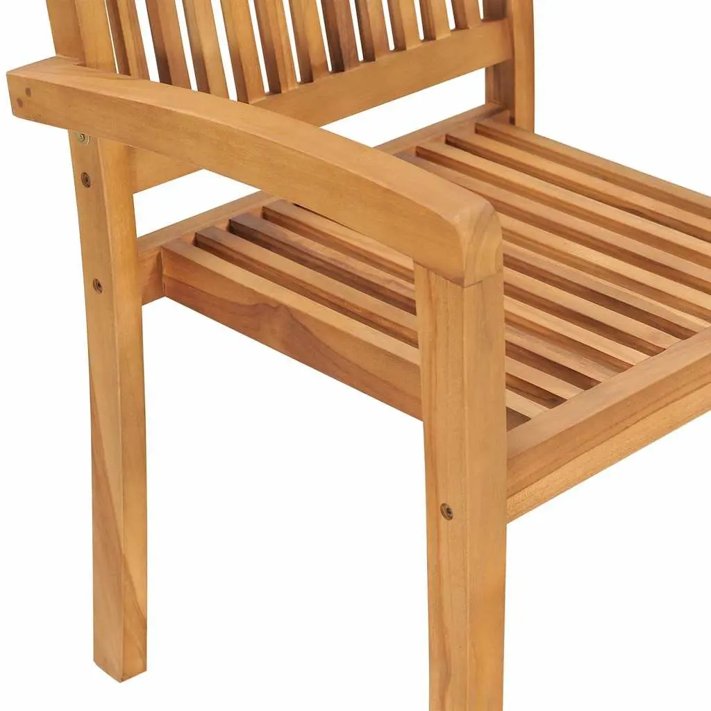 Outdoor Stacking Garden Chairs Set 8 Piece Teak Wood with Cushions Anthracite