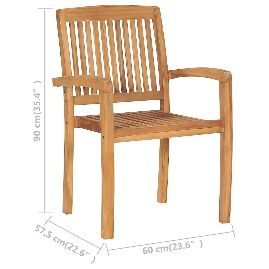 Stacking Garden Chairs with Cushions 8 Pieces Solid Teak Wood Grey